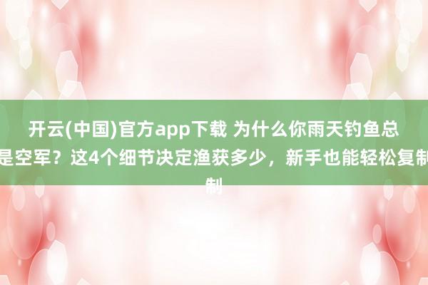 开云(中国)官方app下载 为什么你雨天钓鱼总是空军?这4个细节决定渔获多少,新手也能轻松复制