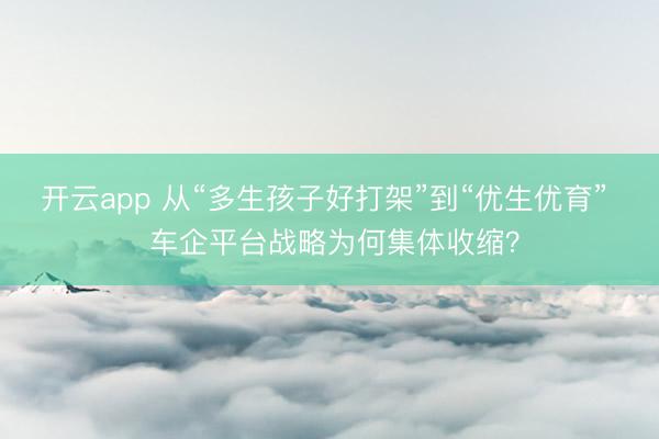 开云app 从“多生孩子好打架”到“优生优育”  车企平台战略为何集体收缩？