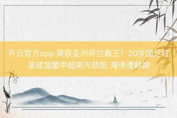 开云官方app 荣获亚洲杯拦截王!20岁国足红星或加盟中超南方劲旅 海港遭截胡