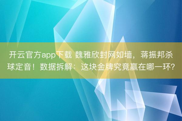 开云官方app下载 魏雅欣封网如墙,蒋振邦杀球定音!数据拆解:这块金牌究竟赢在哪一环?