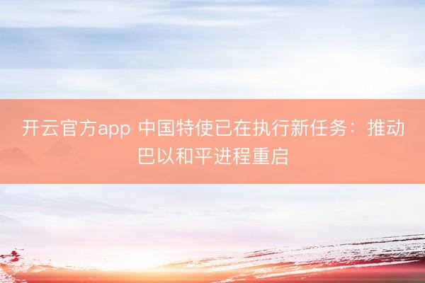 开云官方app 中国特使已在执行新任务:推动巴以和平进程重启