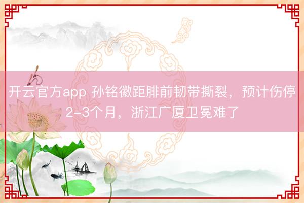 开云官方app 孙铭徽距腓前韧带撕裂,预计伤停2-3个月,浙江广厦卫冕难了