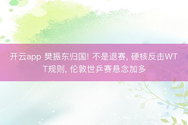 开云app 樊振东归国! 不是退赛， 硬核反击WTT规则， 伦敦世乒赛悬念加多