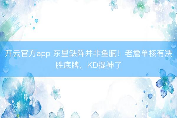开云官方app 东里缺阵并非鱼腩!老詹单核有决胜底牌,KD提神了
