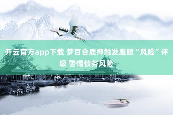 开云官方app下载 梦百合质押触发鹰眼“风险”评级 警惕债务风险