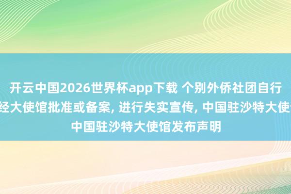 开云中国2026世界杯app下载 个别外侨社团自行竖立, 宣称经大使馆批准或备案, 进行失实宣传, 中国驻沙特大使馆发布声明