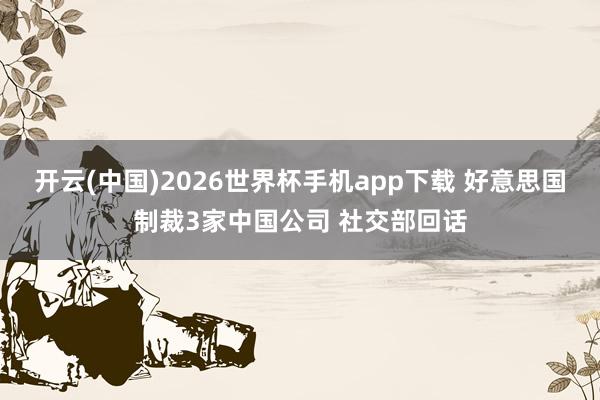 开云(中国)2026世界杯手机app下载 好意思国制裁3家中国公司 社交部回话