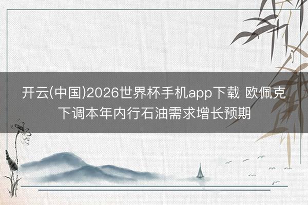 开云(中国)2026世界杯手机app下载 欧佩克下调本年内行石油需求增长预期