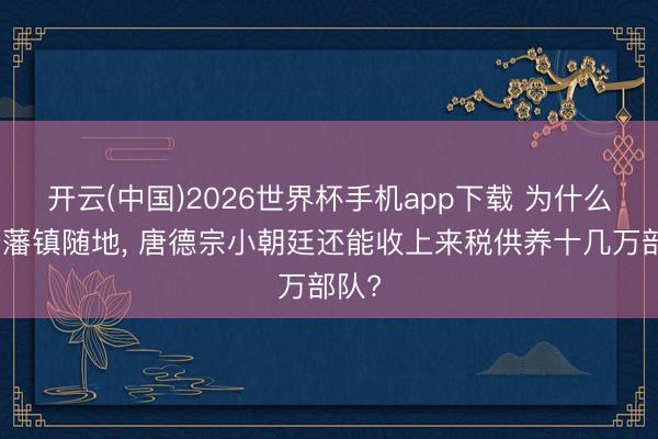 开云(中国)2026世界杯手机app下载 为什么晚唐藩镇随地, 唐德宗小朝廷还能收上来税供养十几万部队?