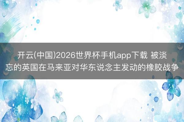 开云(中国)2026世界杯手机app下载 被淡忘的英国在马来亚对华东说念主发动的橡胶战争