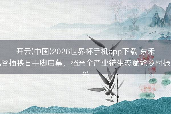 开云(中国)2026世界杯手机app下载 东禾九谷插秧日手脚启幕,稻米全产业链生态赋能乡村振兴