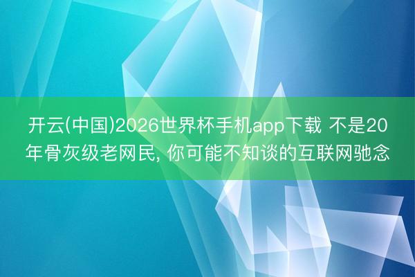 开云(中国)2026世界杯手机app下载 不是20年骨灰级老网民, 你可能不知谈的互联网驰念
