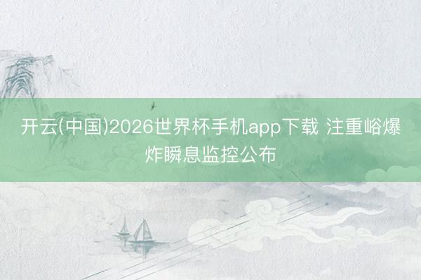 开云(中国)2026世界杯手机app下载 注重峪爆炸瞬息监控公布