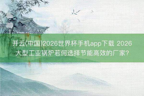 开云(中国)2026世界杯手机app下载 2026大型工业锅炉若何选择节能高效的厂家?
